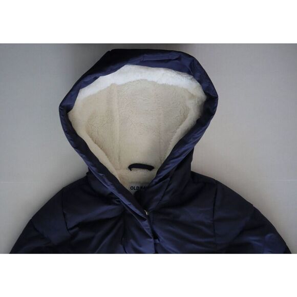 Old Navy 477556 Kid's Sz S (6-7) Blue Sherpa-Lined Hooded Puffer Jacket - Picture 4 of 10